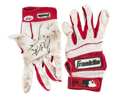 Joey Votto Pair of Signed & Game Worn Batting Gloves